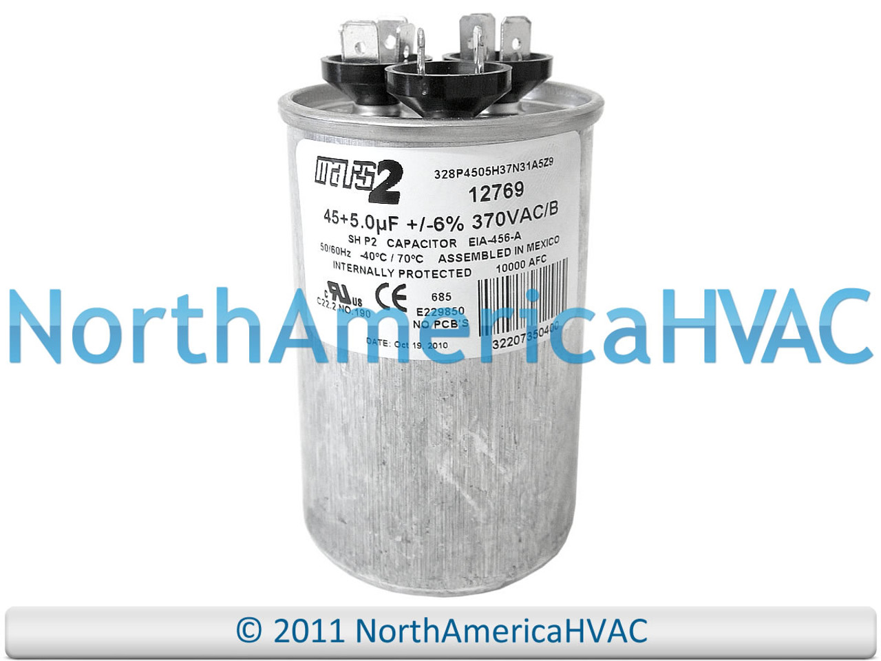 45/5 uf MFD 370 VOLT Dual Run Capacitor Round FITS 97F9895 